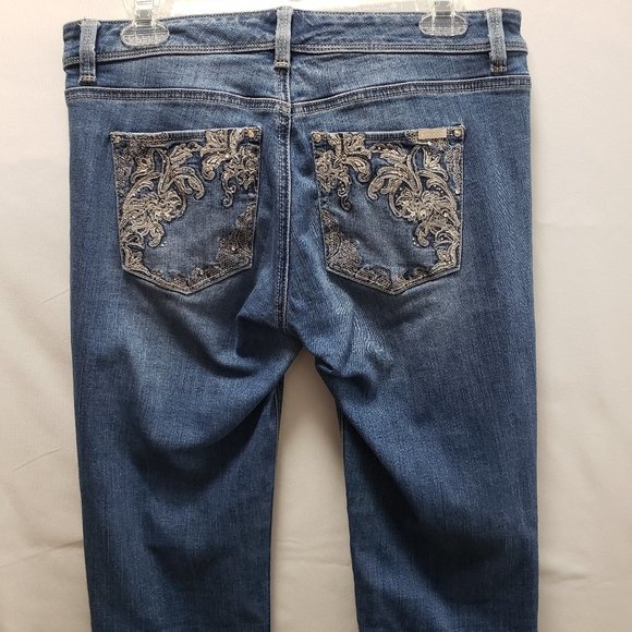 WHBM Baroque Embroidered Boot Cut Jeans Size 6 R WHITE HOUSE BLACK MARKET - Picture 9 of 16